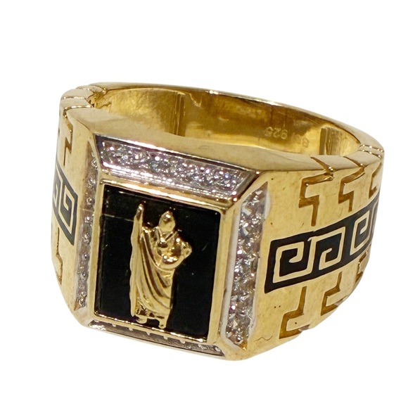 Men’s BSI 925 Gold‎ Black CZ Size 9 Ring